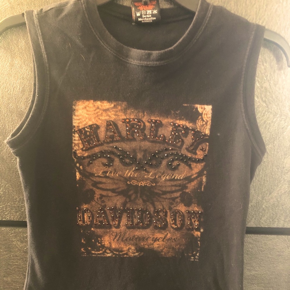 Authentic black sleeveless Harley Davidson